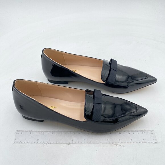 FOWT Black Bow-Knot Ballet Flats for Women Pointed Toe Loafers Slip-On Shoes - Picture 4 of 8